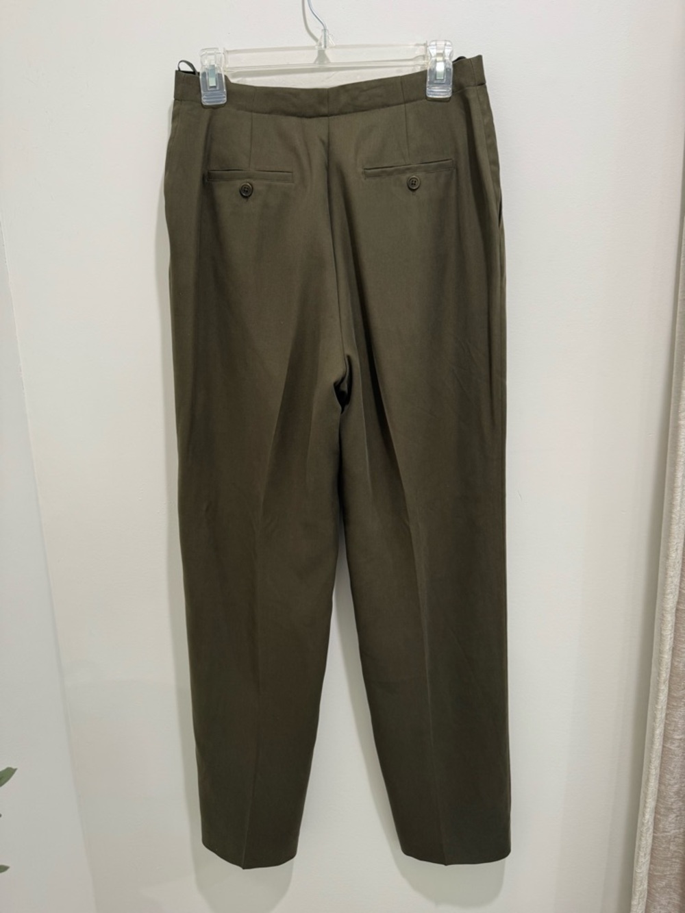 Lauren Ralph Lauren Silk Pants Olive Green Straight Leg Size 10 - Picture 5 of 9